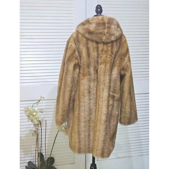 Vintage Jones NY Women's Tan Brown Suede Faux Fur Reversible Coat Size M 2756 - Picture 7 of 16